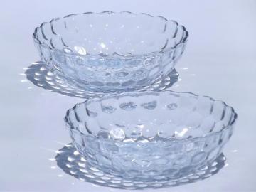 catalog photo of Anchor Hocking bubble pattern glass salad bowls, vintage blue depression