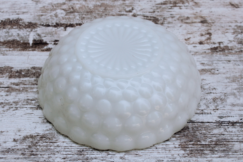 photo of Anchor Hocking bubble pattern milk glass snack bowl, mid century mod vintage #3