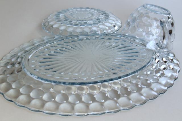 photo of Anchor Hocking bubble pattern sapphire blue depression glass, vintage cups & saucers and tray #7