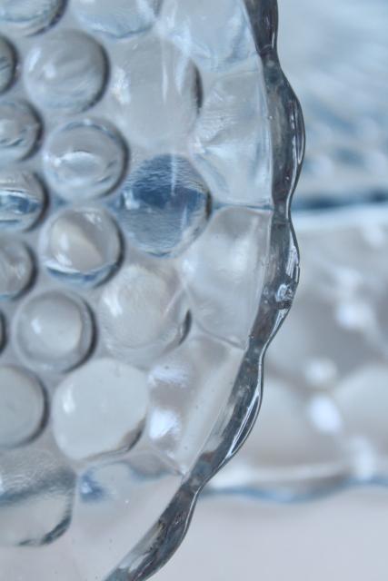 photo of Anchor Hocking bubble pattern sapphire blue depression glass, vintage cups & saucers and tray #8