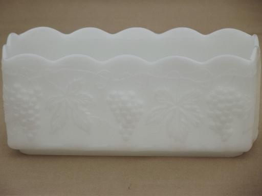 photo of Anchor Hocking grapes pattern milk glass, vintage vases & planters lot #6