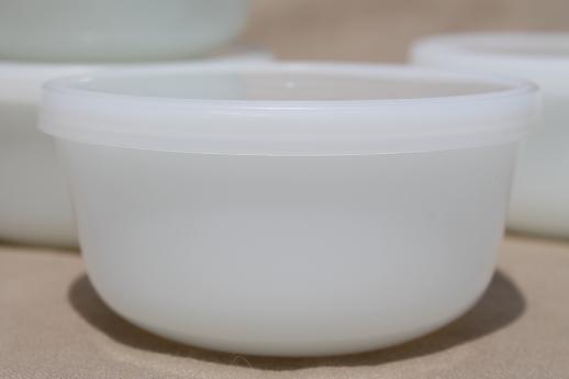 photo of Anchor Hocking milk glass custard cups, white glass oven ware ramekins set, tiny bowls w/ lids #5