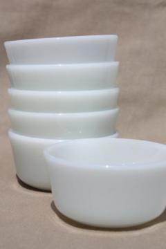 catalog photo of Anchor Hocking milk glass custard cups, white glass oven ware set of ramekin bowls