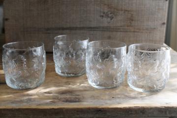 catalog photo of Anchor Hocking oak leaf & acorn embossed tumblers, old fashioned lowball glasses