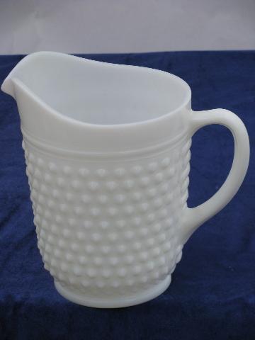 photo of Anchor Hocking post Fire-King hobnail milk glass pitcher #1
