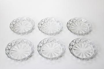 catalog photo of Anchor Hocking pressed glass coasters set, crystal clear vintage glassware