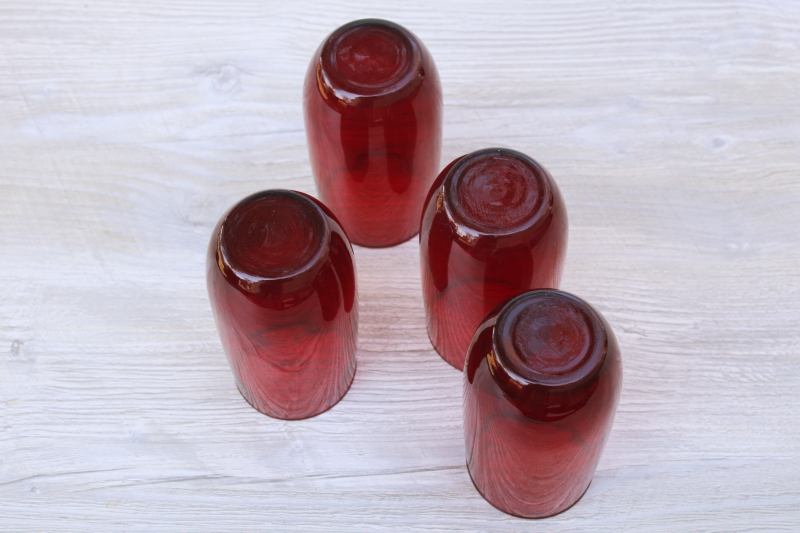 photo of Anchor Hocking royal ruby red glass roly poly tumblers, vintage drinking glasses #2