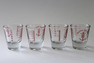 Anchor Hocking shots or measuring glasses, new shot glasses set of four 