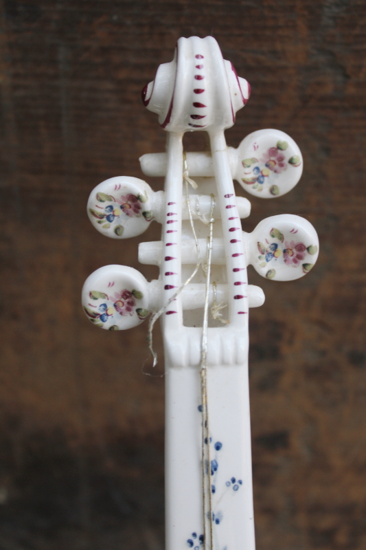 photo of Andrea by Sadek hand painted flowered porcelain violin, large decorative planter vintage Japan  #4