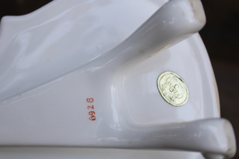 photo of Andrea by Sadek hand painted flowered porcelain violin, large decorative planter vintage Japan  #9