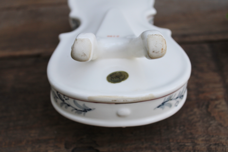 photo of Andrea by Sadek hand painted flowered porcelain violin, large decorative planter vintage Japan  #10