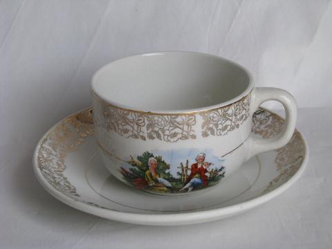 photo of Anfora - Mexico, vintage china cups & saucers, colonial couple pattern #2