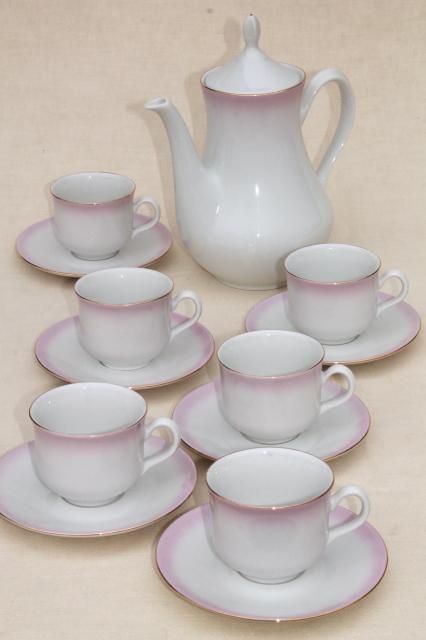 photo of Angelika pink ombre luster china coffee pot, cups & saucers set - Thun Czechoslovakia #1