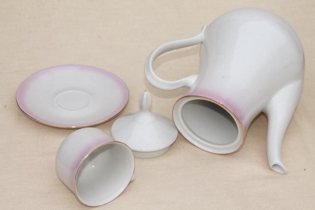 photo of Angelika pink ombre luster china coffee pot, cups & saucers set - Thun Czechoslovakia #2