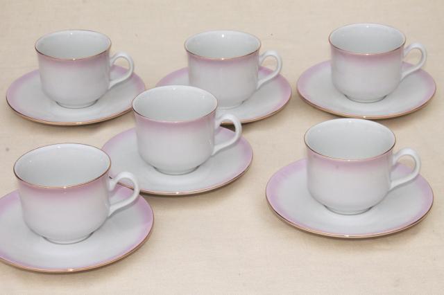 photo of Angelika pink ombre luster china coffee pot, cups & saucers set - Thun Czechoslovakia #6