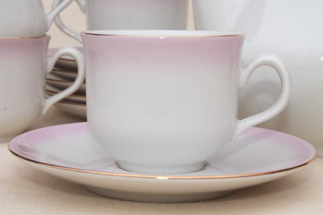 photo of Angelika pink ombre luster china coffee pot, cups & saucers set - Thun Czechoslovakia #7