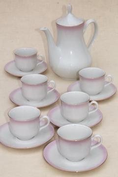 catalog photo of Angelika pink ombre luster china coffee pot, cups & saucers set - Thun Czechoslovakia