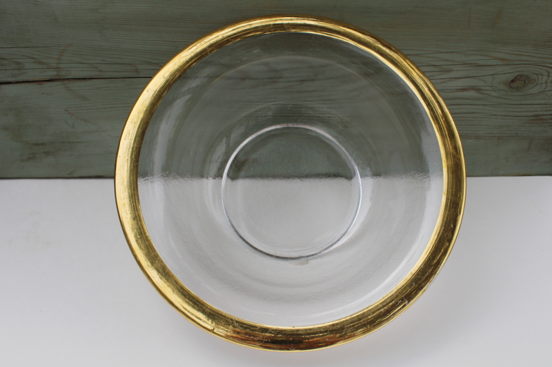 photo of Annieglass Roman gold band antique pattern, large salad bowl Annie glass #1