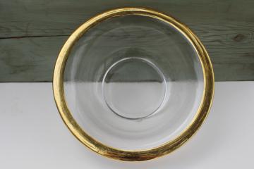 Annieglass Roman gold band antique pattern, large salad bowl Annie glass