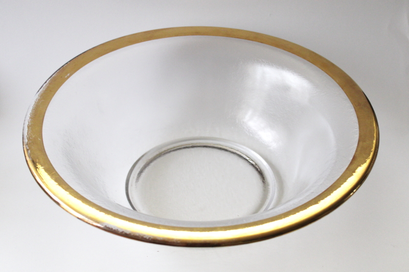 photo of Annieglass Roman gold band antique pattern, large salad bowl Annie glass #1