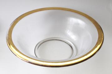 Annieglass Roman gold band antique pattern, large salad bowl Annie glass