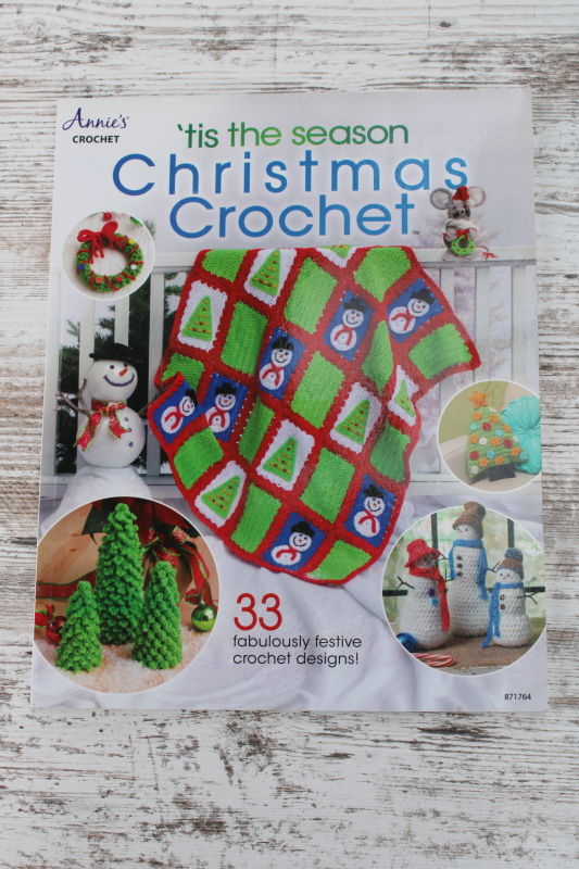 photo of Annie's Attic Christmas Crochet booklet, patterns for crocheted ornaments, tabletop trees, afghans #1