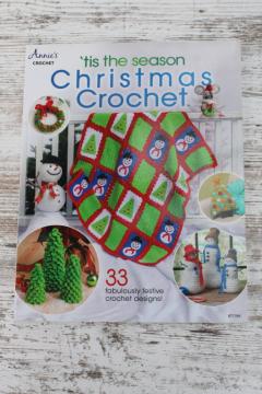 catalog photo of Annie's Attic Christmas Crochet booklet, patterns for crocheted ornaments, tabletop trees, afghans 