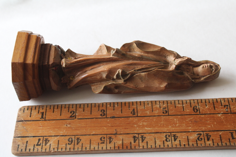 photo of Anri style hand carved wood Madonna figure, beautiful vintage Mary statue marked Austria #6