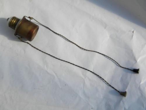 photo of Antique brass early electric lamp light dimmer socket, 1908 patent #1