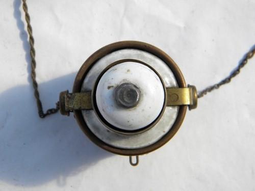 photo of Antique brass early electric lamp light dimmer socket, 1908 patent #4