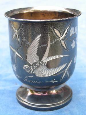 photo of Antique etched bluebird vase, Tonie #1