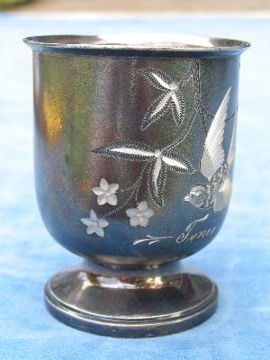 photo of Antique etched bluebird vase, Tonie #2