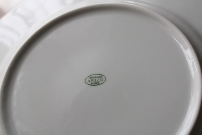 photo of Apicus Apilco France textured white porcelain charger dinner plates modern neutral dinnerware never used  #5