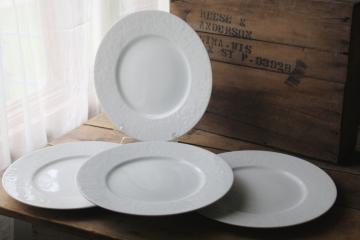 catalog photo of Apicus Apilco France textured white porcelain charger dinner plates modern neutral dinnerware never used 
