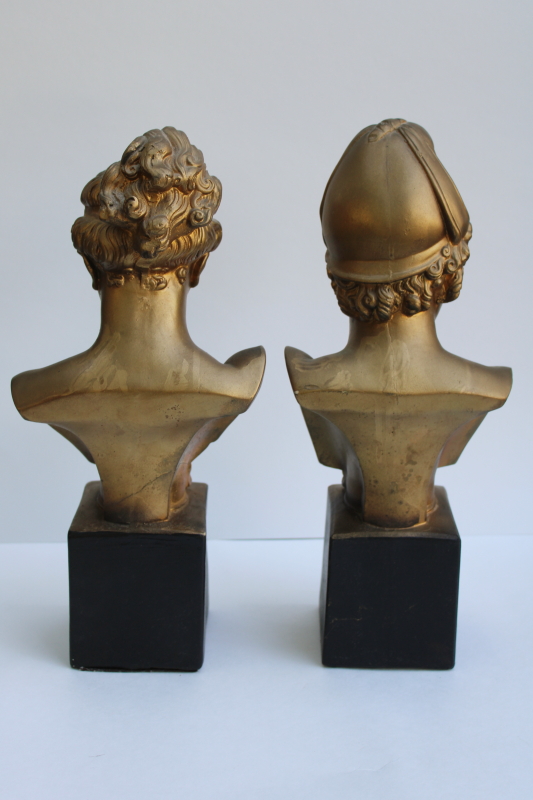 photo of Apollo or Hermes and Artemis - Diana, classical statuary pair of plaster chalkware busts  #4