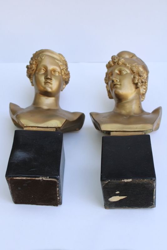 photo of Apollo or Hermes and Artemis - Diana, classical statuary pair of plaster chalkware busts  #6