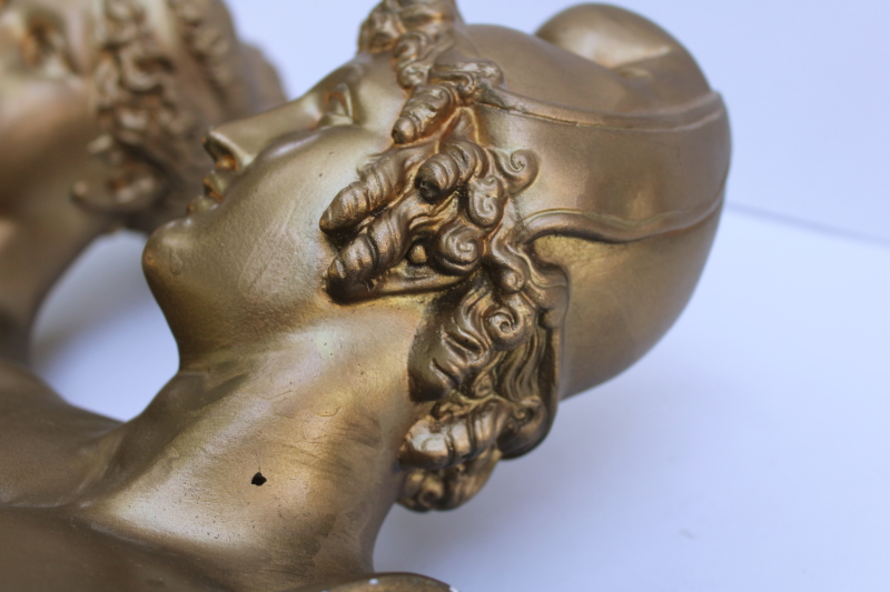 photo of Apollo or Hermes and Artemis - Diana, classical statuary pair of plaster chalkware busts  #7