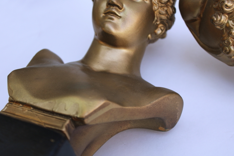 photo of Apollo or Hermes and Artemis - Diana, classical statuary pair of plaster chalkware busts  #8