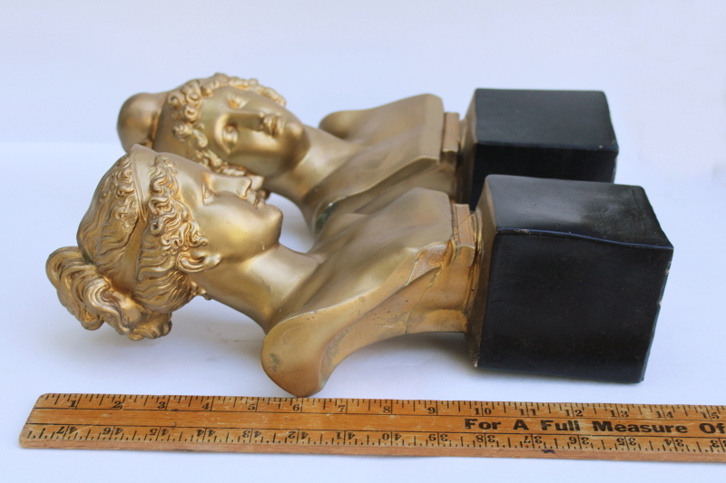 photo of Apollo or Hermes and Artemis - Diana, classical statuary pair of plaster chalkware busts  #9