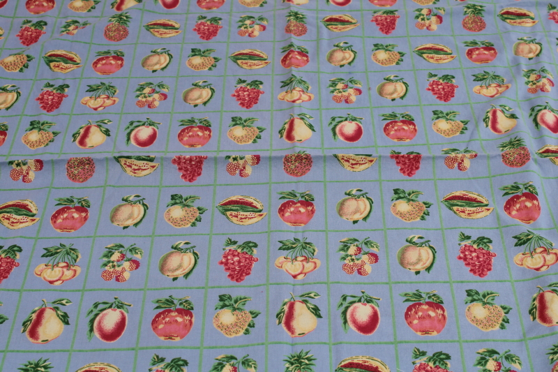 photo of April Cornell fruit print cotton tablecloth, retro style square kitchen table cloth  #3