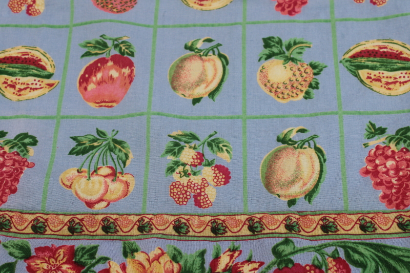 photo of April Cornell fruit print cotton tablecloth, retro style square kitchen table cloth  #4