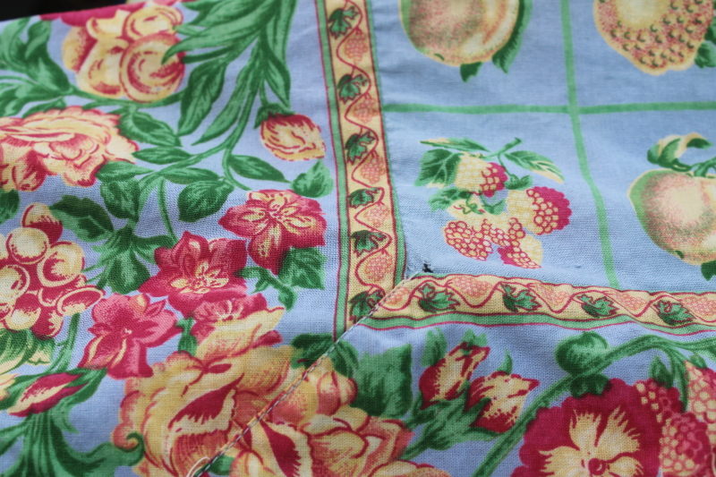 photo of April Cornell fruit print cotton tablecloth, retro style square kitchen table cloth  #7