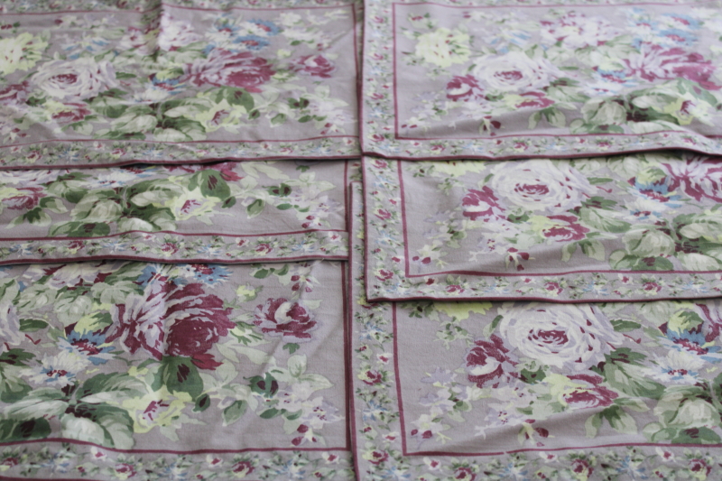 photo of April Cornell print cotton placemats set, lavender, plum, green floral #1