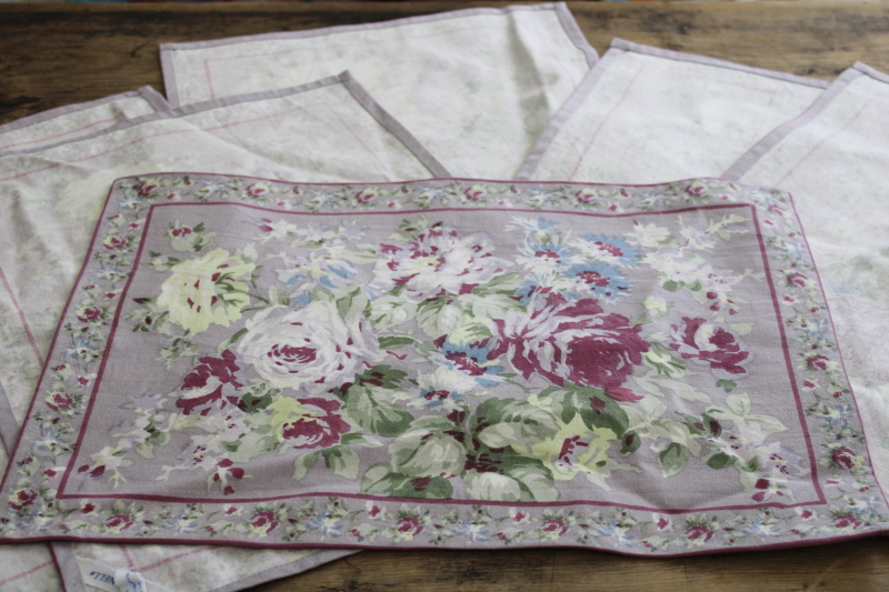 photo of April Cornell print cotton placemats set, lavender, plum, green floral #7