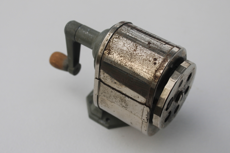 photo of Apsco Giant pencil sharpener, vintage hand crank all metal desk mount pencil sharpener  #3