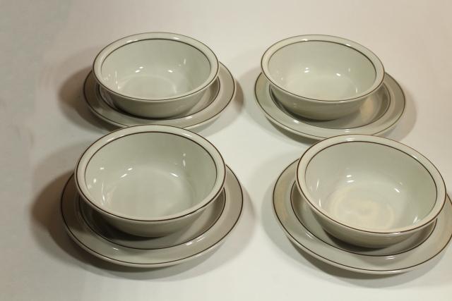 photo of Arabia Finland stoneware pottery, Fennica pattern bowls & plates, vintage dinnerware #1