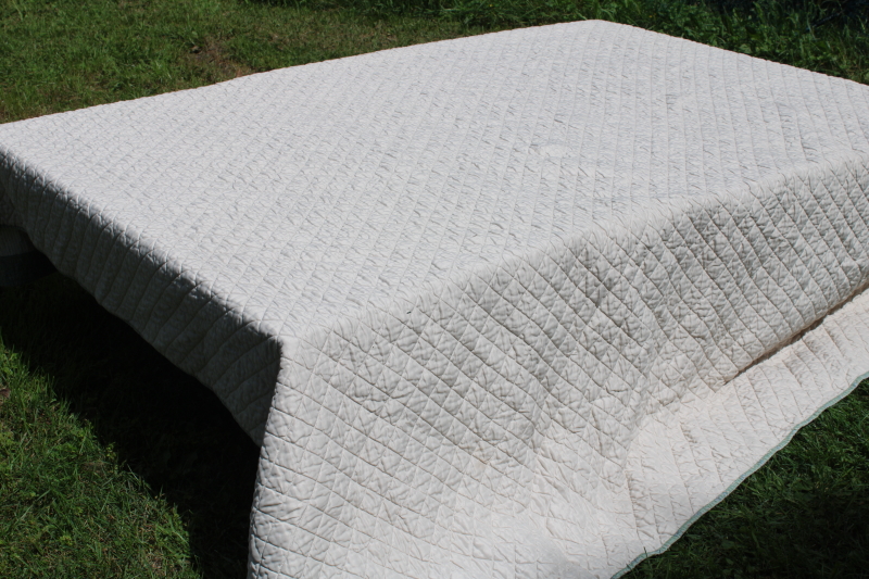 photo of Arch quilts vintage cotton patchwork quilt, mint green, sage tan, coral & pink prints #4