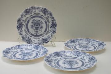 Arcopal Honorine pattern salad plates, French blue & white toile Arcoroc glassware