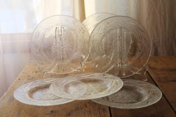 catalog photo of Arcoroc Christmas tree holly border vintage crystal clear glass salad plates set of 6 