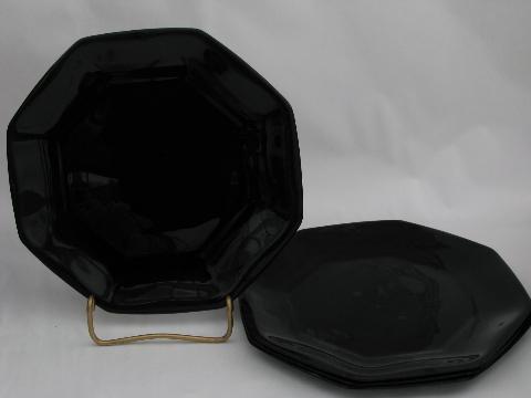 photo of Arcoroc - France, vintage black glass salad plates, Octime #1